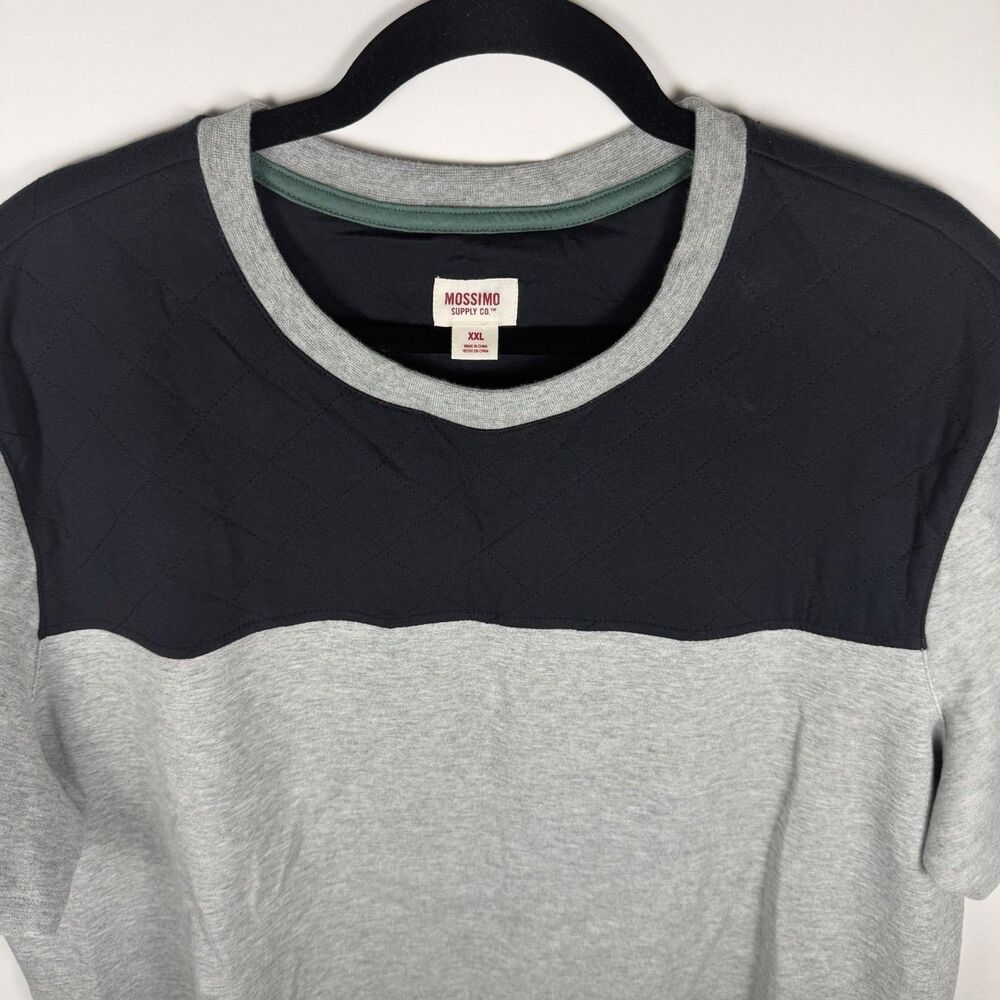 Mossimo Supply Colorblock T-Shirt Men’s 2XL Blue Gray Quilted Crew Neck Casual - Picture 4 of 7